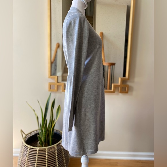 📚 Lulus Literary Lover Heather Grey Wrap Sweater Dress Medium - Picture 8 of 15